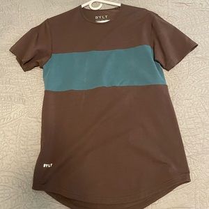 BYLT men’s shirt-size small- color brown with blue